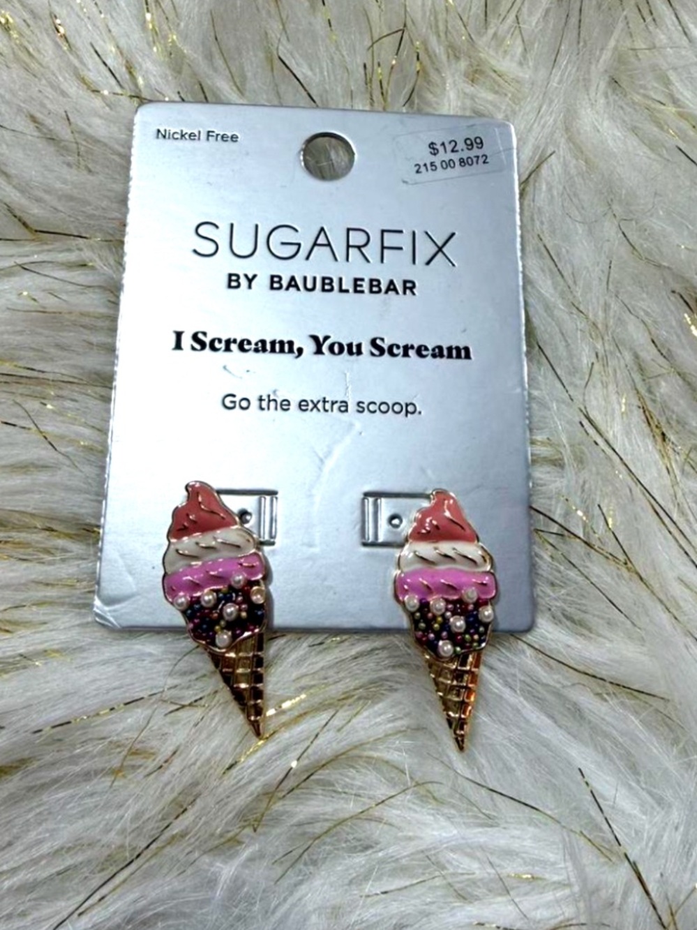 NWT Sugarfix BaubleBar Ice Cream Earrings Kawaii Y2K Cute Dessert Jewelry